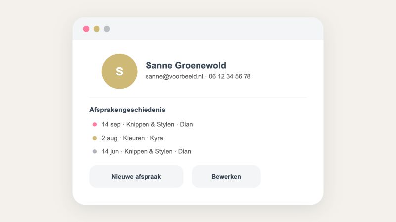 Een klantkaart in GlamWorx