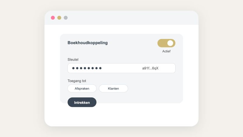 Een API-sleutel met rechten voor een boekhoudkoppeling